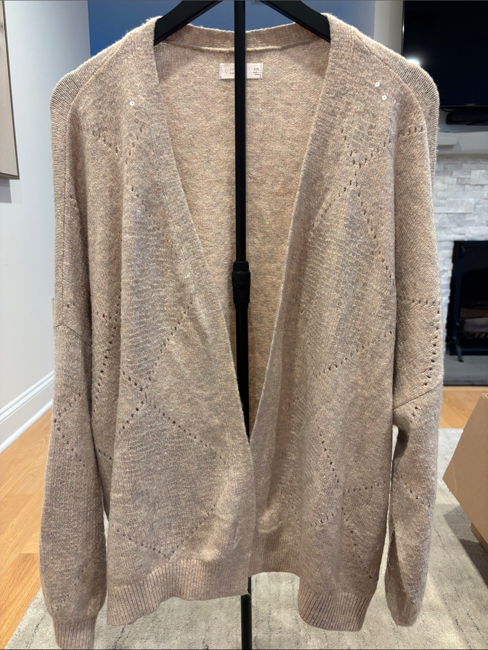 NWOT LC Lauren Conrad Blush Sequin-Embellished Open Cardigan - Picture 4 of 7